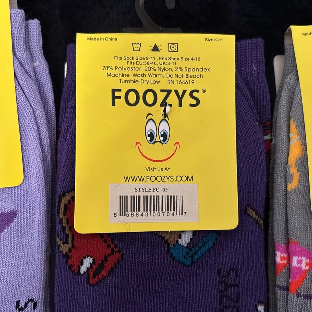 9 Pairs of Foozys Funny Socks size 9-11